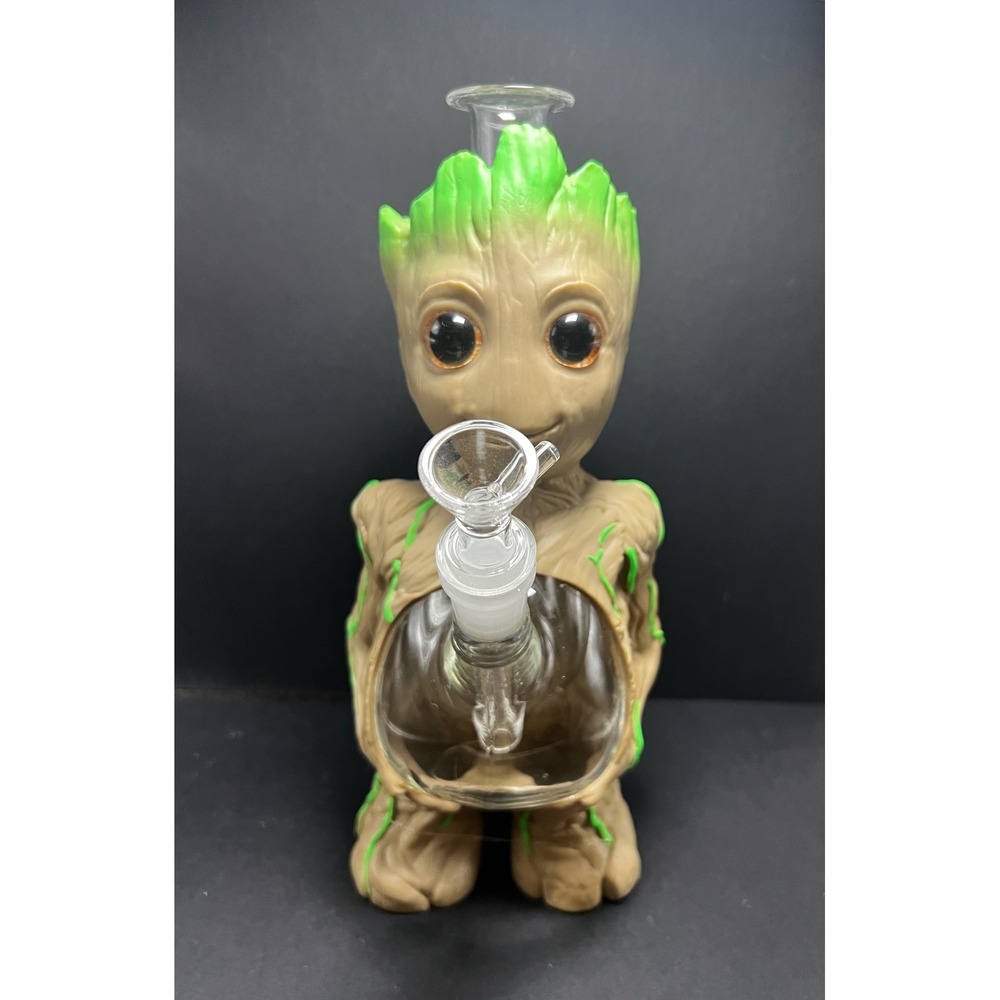 11" Groot Silicone Water Pipe Durable Glass Bowl Tobacco Smoking Bong - Picture 2 of 7